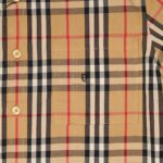 Áo sơ mi Burberry cộc tay Sleeve Shirt in chữ xám