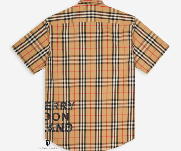 Áo sơ mi Burberry cộc tay Sleeve Shirt in chữ xám