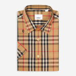 Áo sơ mi Burberry cộc tay Sleeve Shirt in chữ xám