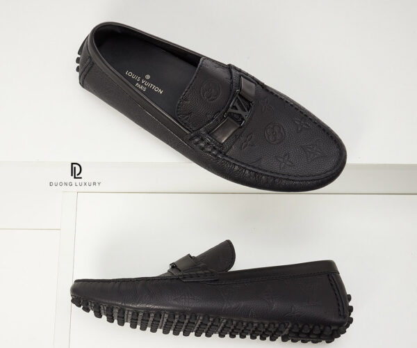 Giày Louis Vuitton Hockenheim Moccasin hoa Monogram full đen