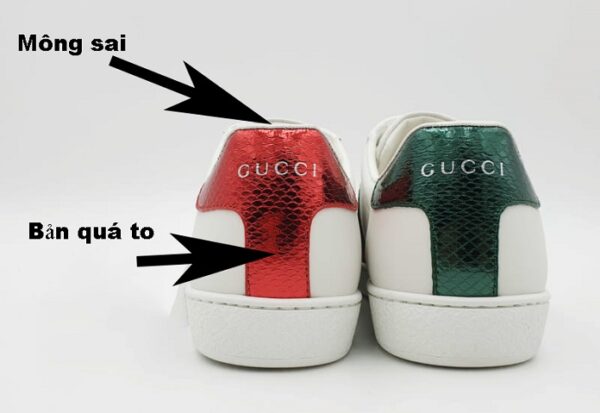 phân biệt dựa vào gót và mũi giày gucci