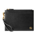 Clutch Nam Gucci GG Marmont màu đen logo vàng Like Auth