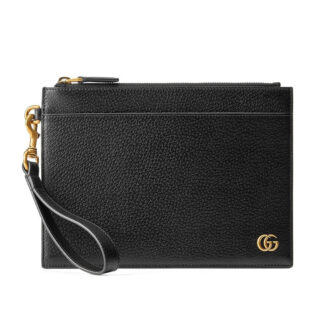 Clutch Nam Gucci GG Marmont màu đen logo vàng Like Auth