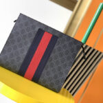 Clutch nam Gucci GG Supreme Web Black tag xanh đỏ Like Auth