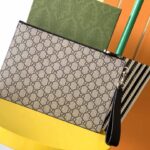 Clutch Nam Gucci hoạ tiết thêu hổ màu xám Like Auth