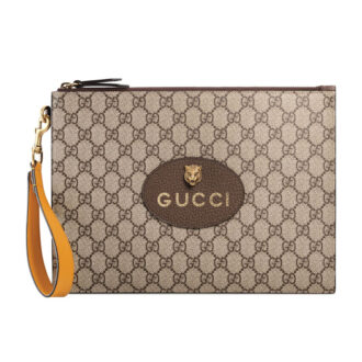 Clutch nam Gucci Neo Vintage GG Supreme màu xám Like Auth