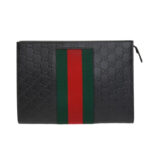 Clutch nam Gucci Web Stripe màu đen tag xanh đỏ Like Auth