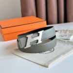 Dây nịt Hermes khóa trắng xước nghiêng chữ H Like Auth