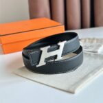 Dây nịt Hermes khóa trắng xước nghiêng chữ H Like Auth