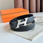 Dây nịt Hermes khóa trắng xước nghiêng chữ H Like Auth