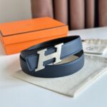 Dây nịt Hermes khóa trắng xước nghiêng chữ H Like Auth