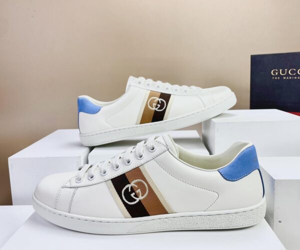 Giày Gucci Ace Blue Interlocking G gót xanh Like Auth