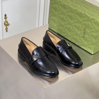 Giày lười Gucci đế cao da lì màu đen Like Auth