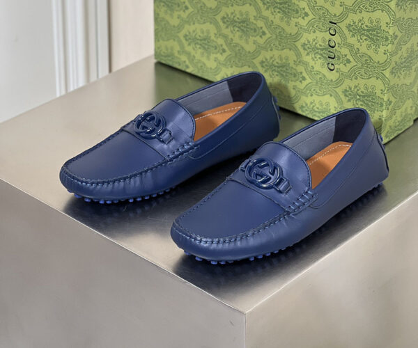 Giày lười Gucci Interlocking G logo xanh