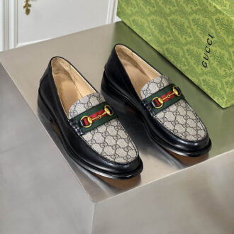 Giày lười Gucci phối xám tag ngang Like Auth