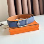 Thắt lưng Hermes khóa chữ nhật màu bạc bản 3.8 Cm Like Auth