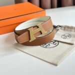 Thắt lưng Hermes khóa vàng chứ H nghiêng bản 3.2 Cm Like Auth