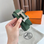 Thắt lưng Hermes khóa xước màu trắng bản 3.2 Cm Like Auth