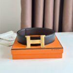 Thắt lưng Hermes mặt khóa vàng chữ H xước bản 3.8 Cm Like Auth