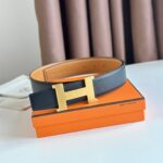 Thắt lưng Hermes mặt khóa vàng chữ H xước bản 3.8 Cm Like Auth