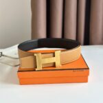 Thắt lưng Hermes mặt khóa vàng chữ H xước bản 3.8 Cm Like Auth