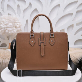 Túi xách Hermes nam khoá gài màu nâu