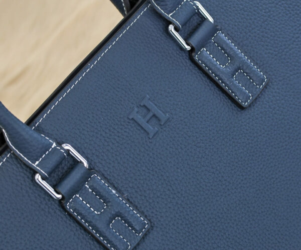 Túi xách nam Hermes logo chữ H nổi màu xanh