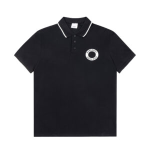 Áo Polo Burberry hoạ tiết logo tròn màu đen