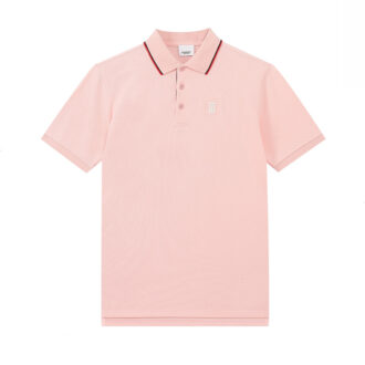 Áo Polo Burberry màu hồng viền cổ đỏ Like Auth