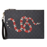 Clutch nam Gucci Bestiary Pouch with Kingsnake màu xám