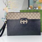 Clutch Nam Gucci Incrocio GG Logo chữ lồng màu đen