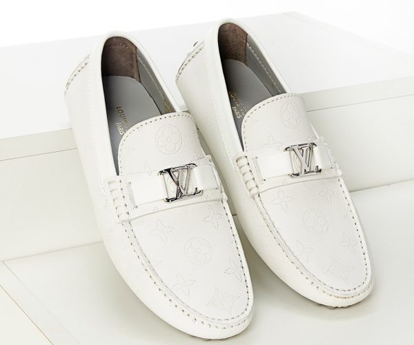 Giày lười Louis Vuitton hoa Monogram trắng Like Auth