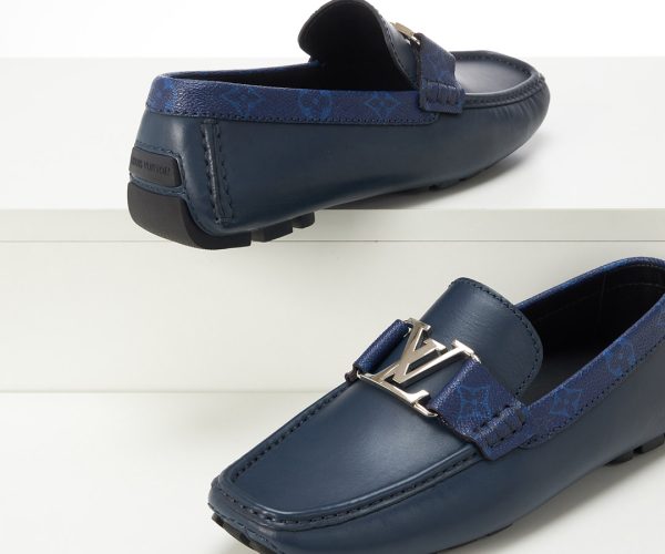 Giày lười Louis Vuitton màu xanh họa tiết hoa Monogram Like Auth
