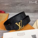 Nịt Louis Vuitton hoa Monogram khóa vàng Gold bản 3.5Cm Like Auth