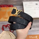 Nịt Louis Vuitton hoa Monogram khóa vàng Gold bản 3.5Cm Like Auth