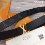 Nịt Louis Vuitton hoa Monogram khóa vàng Gold bản 3.5Cm Like Auth