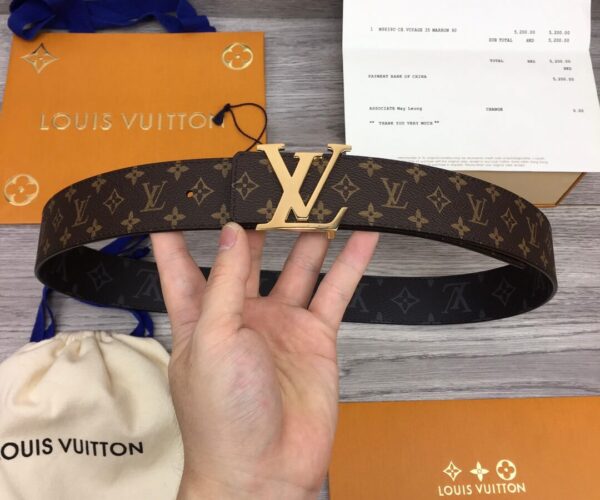 Thắt lưng Louis Vuitton khóa vàng dây 2 mặt hoa Monogram Like Auth