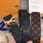 Thắt lưng Louis Vuitton khóa vàng dây 2 mặt hoa Monogram Like Auth