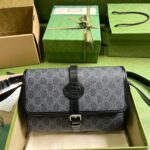 Túi đeo chéo Gucci GG Canvas Messenger Bag màu xám Like Auth