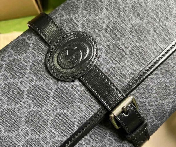 Túi đeo chéo Gucci GG Canvas Messenger Bag màu xám Like Auth