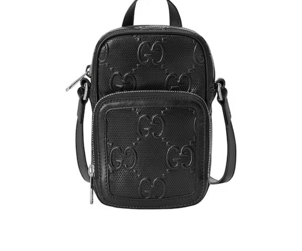 Túi đeo chéo Gucci GG Embossed logo nổi màu đen Like Auth