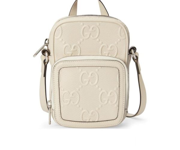 Túi đeo chéo Gucci GG Embossed Mini màu trắng Like Auth