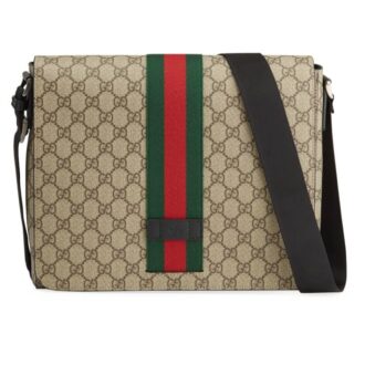 Túi đeo chéo Gucci siêu cấp GG Supreme Messenger tag xanh đỏ