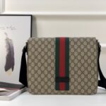 Túi đeo chéo Gucci siêu cấp GG Supreme Messenger tag xanh đỏ