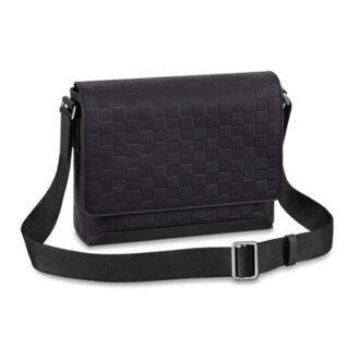 Túi đeo chéo LV màu đen họa tiết caro dập chìm siêu cấp