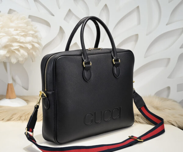 Túi xách nam Gucci siêu cấp da nhăn màu đen logo chìm