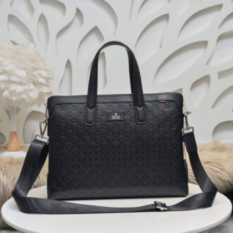 Túi xách nam Gucci siêu cấp viền đen họa tiết logo dập chìm
