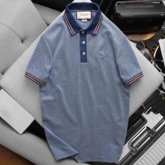 Áo Polo Gucci màu xanh logo chữ GG Like Auth