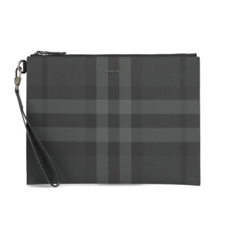 Clutch Burberry Edin hoạ tiết caro xám đen Like Auth