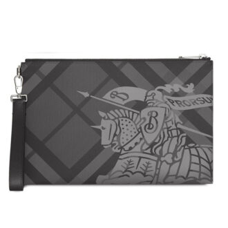 Clutch Burberry hoạ tiết kỵ sĩ màu xám Like Auth